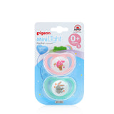 Pigeon MiniLight pacifier twin pack size S, colour pink and aqua, in its packaging