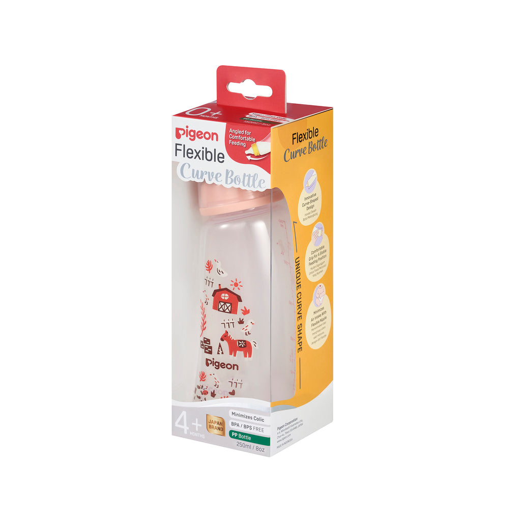 PIGEON FLEXIBLE CURVE BOTTLE PP FARM 250ML