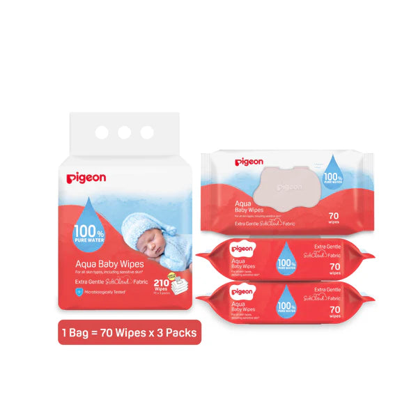 Pigeon Aqua Baby Wipes 3x70s