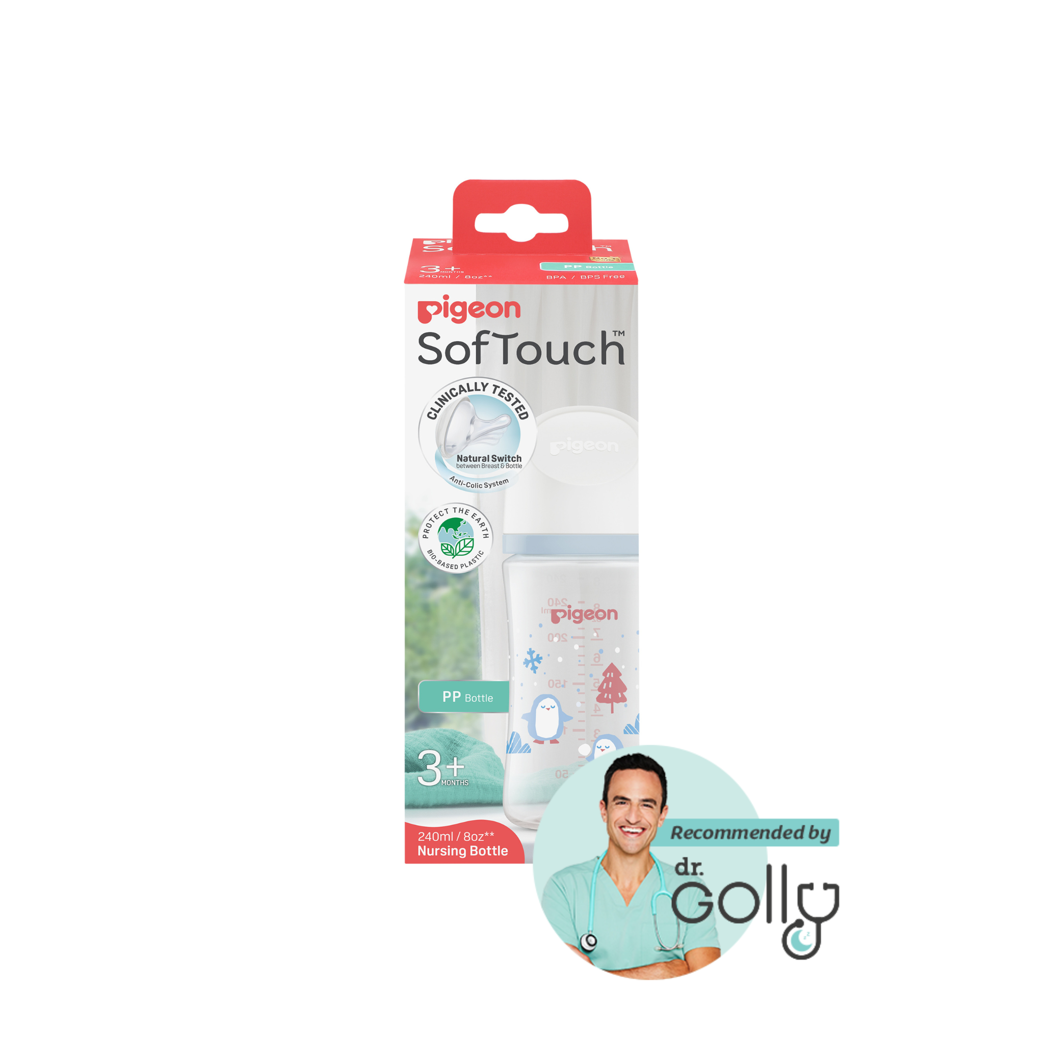 SOFTOUCH NURSING BOTTLE PP 240ML WINTER
