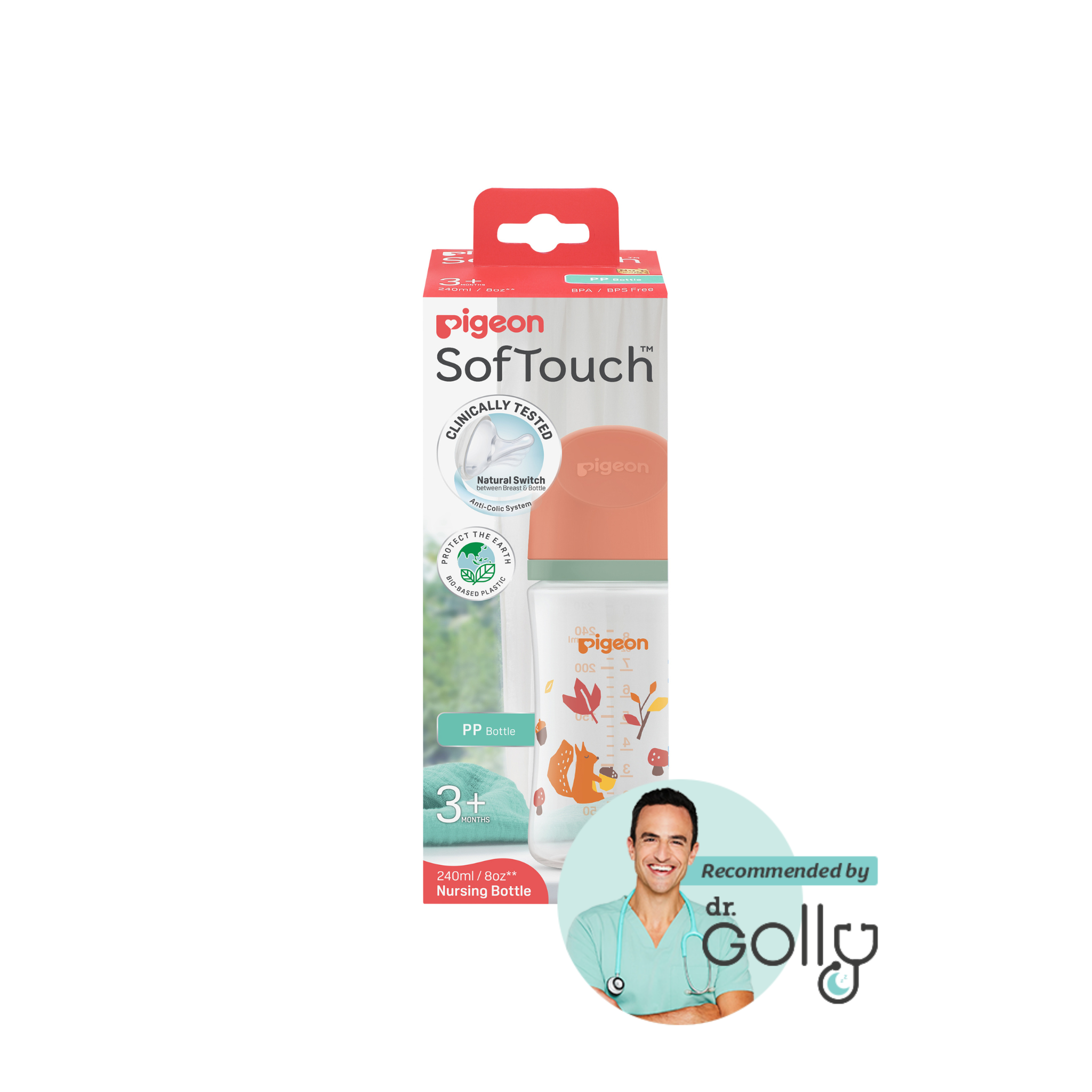 SOFTOUCH NURSING BOTTLE PP 240ML AUTUMN