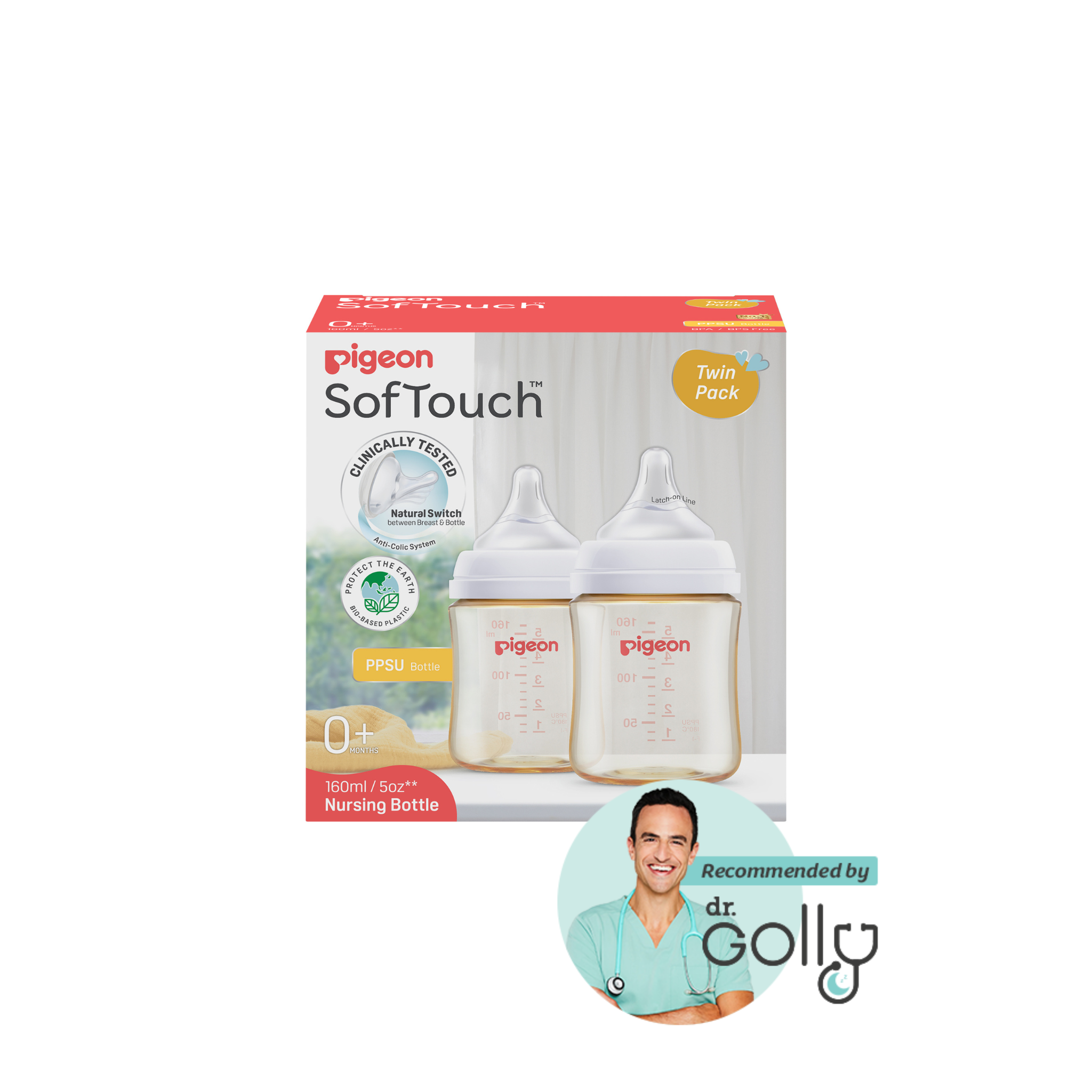 SOFTOUCH BPP BOTTLE PPSU TWIN PACK 160ML