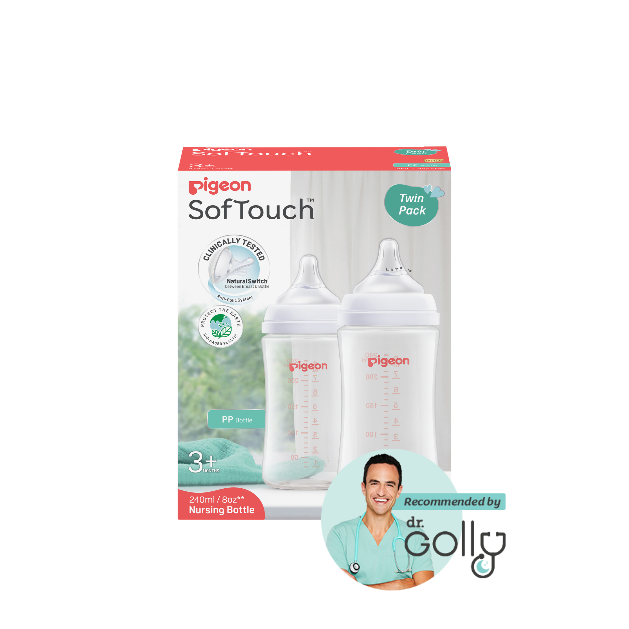 SOFTOUCH BPP BOTTLE PP TWIN PACK 240ML