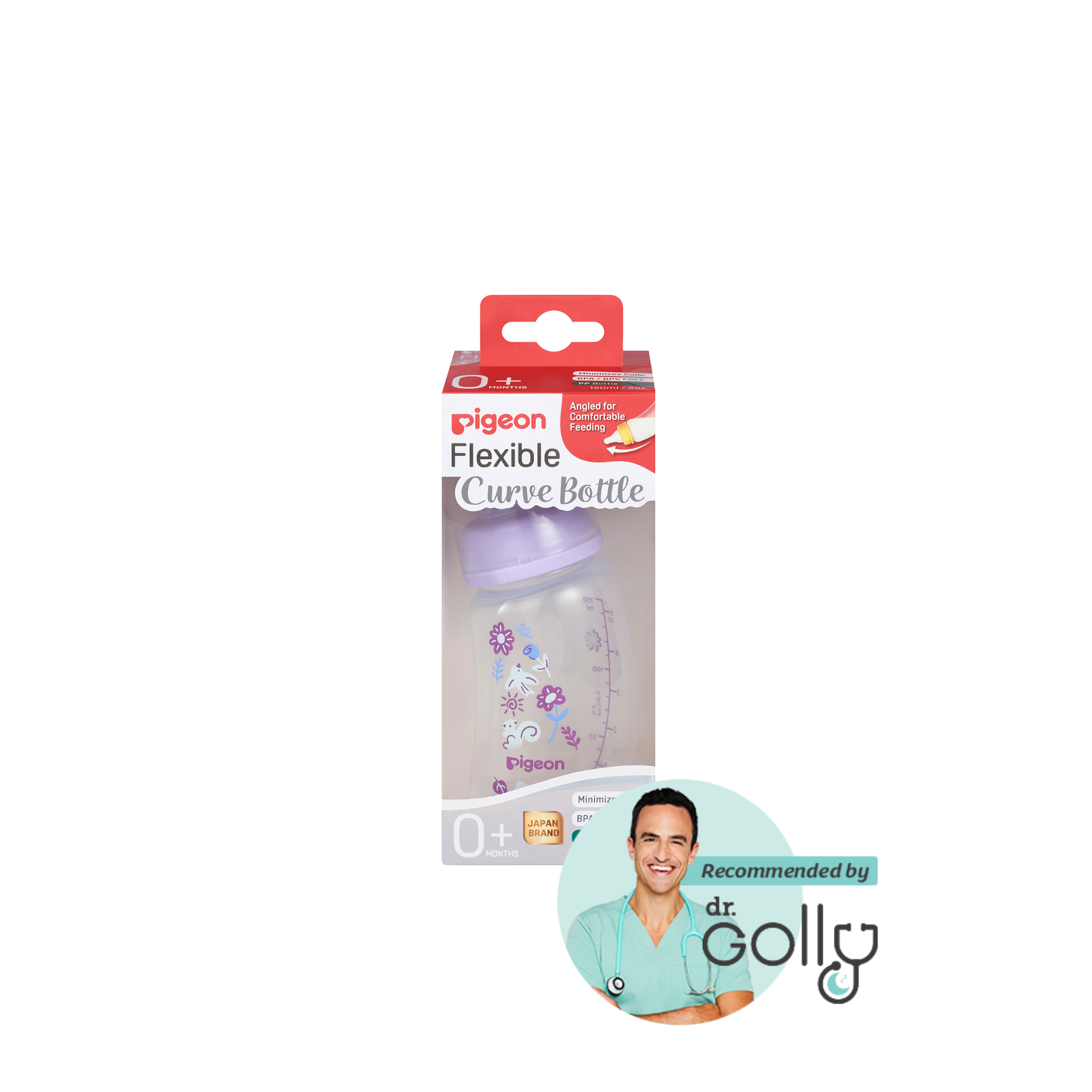 PIGEON FLEXIBLE CURVE BOTTLE PP GARDEN 150ML