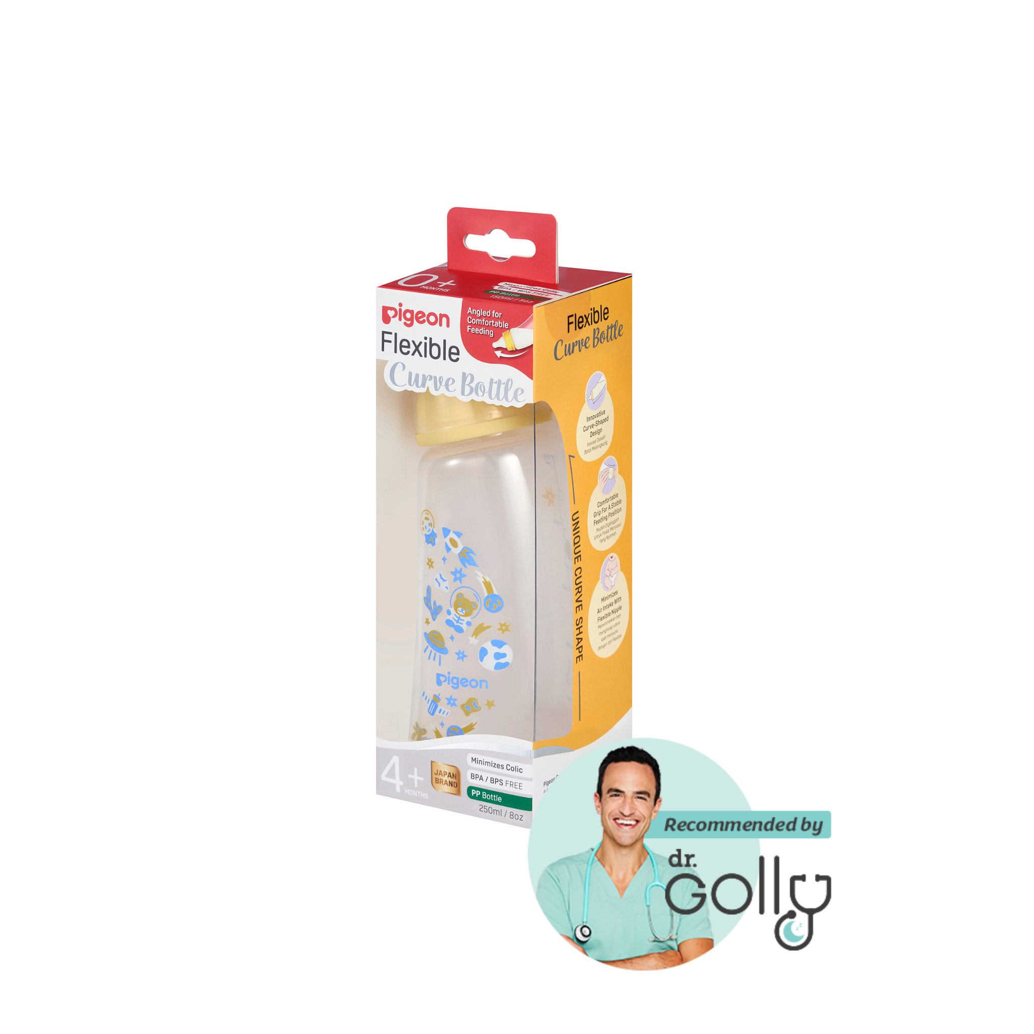 PIGEON FLEXIBLE CURVE BOTTLE PP SPACE 250ML