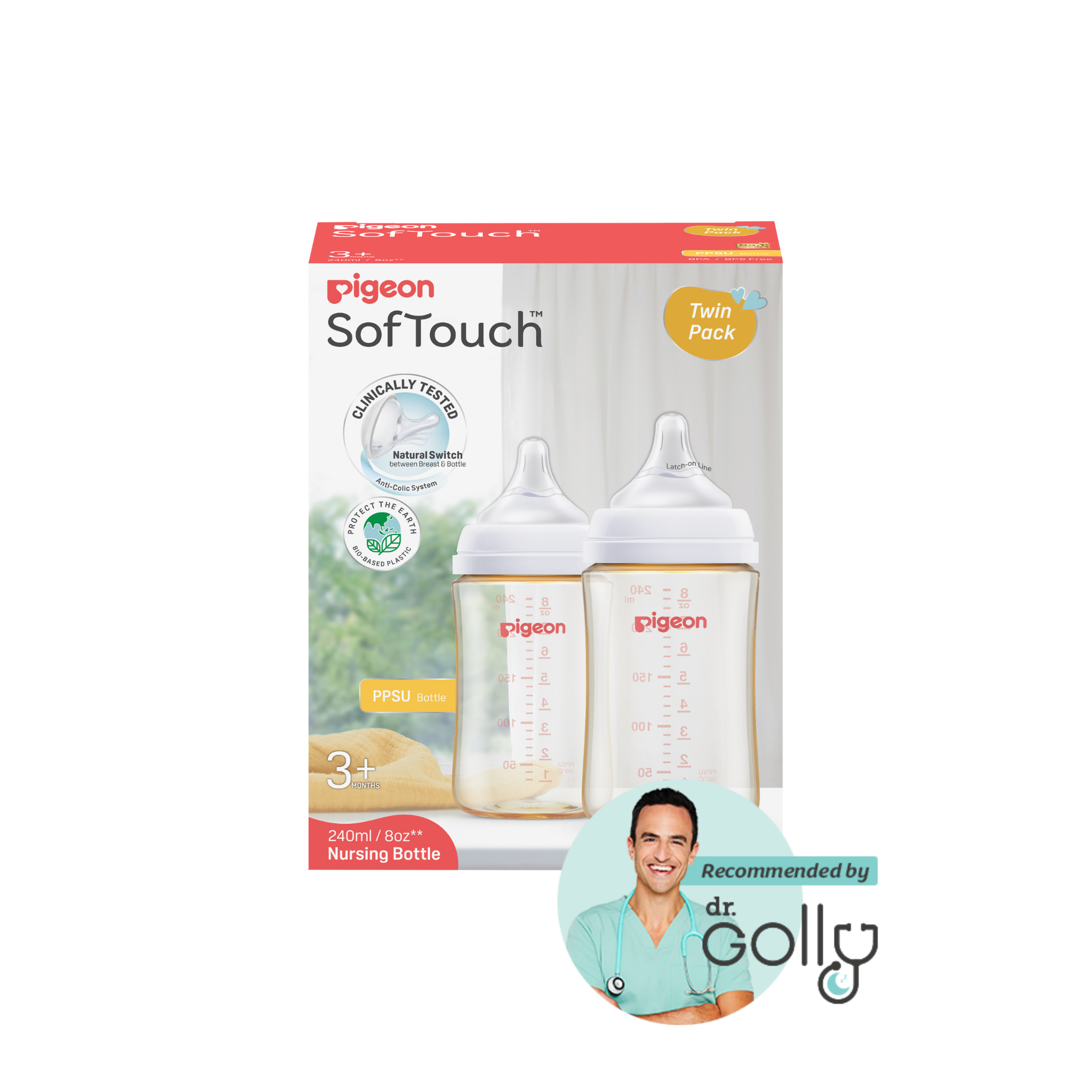 SOFTOUCH BPP BOTTLE PPSU TWIN PACK 240ML