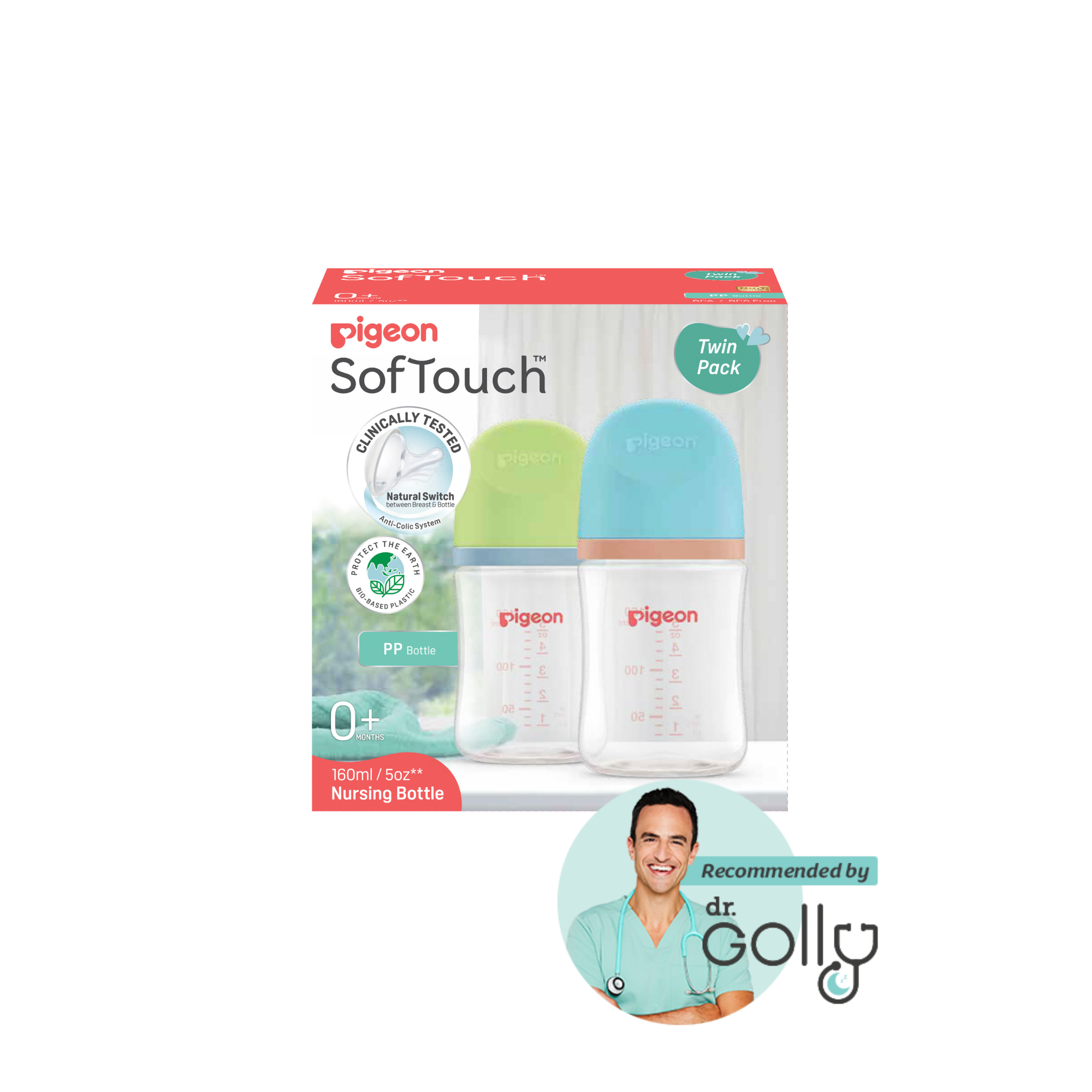 Pigeon SofTouch BPP Bottle PP 160ml Twin Colour Cap