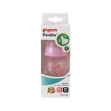 a 120mL pigeon slim neck PP bottle with a pink heart print in its packaging