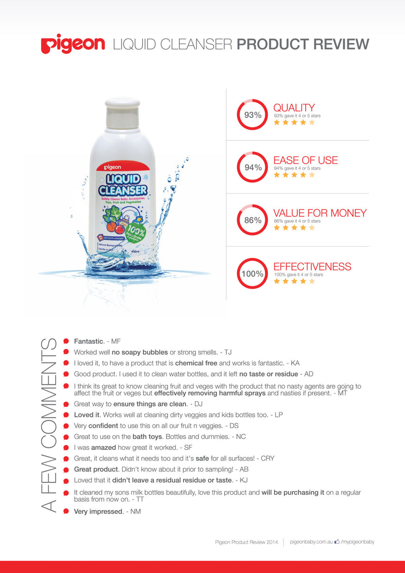 Baby Liquid Cleanser 450ml Baby Dishwashing Liquid Pigeon