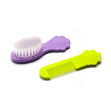 purple baby hair brush and yellow baby comb set