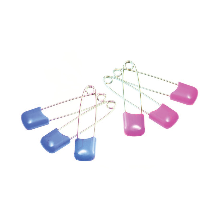six stainless steel baby safety pins