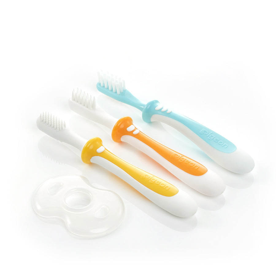 set of three pigeon training toothbrushes from step 1 2 3