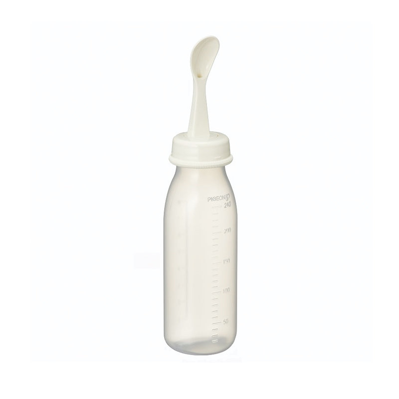 a 240mL pigeon weaning bottle with spoon