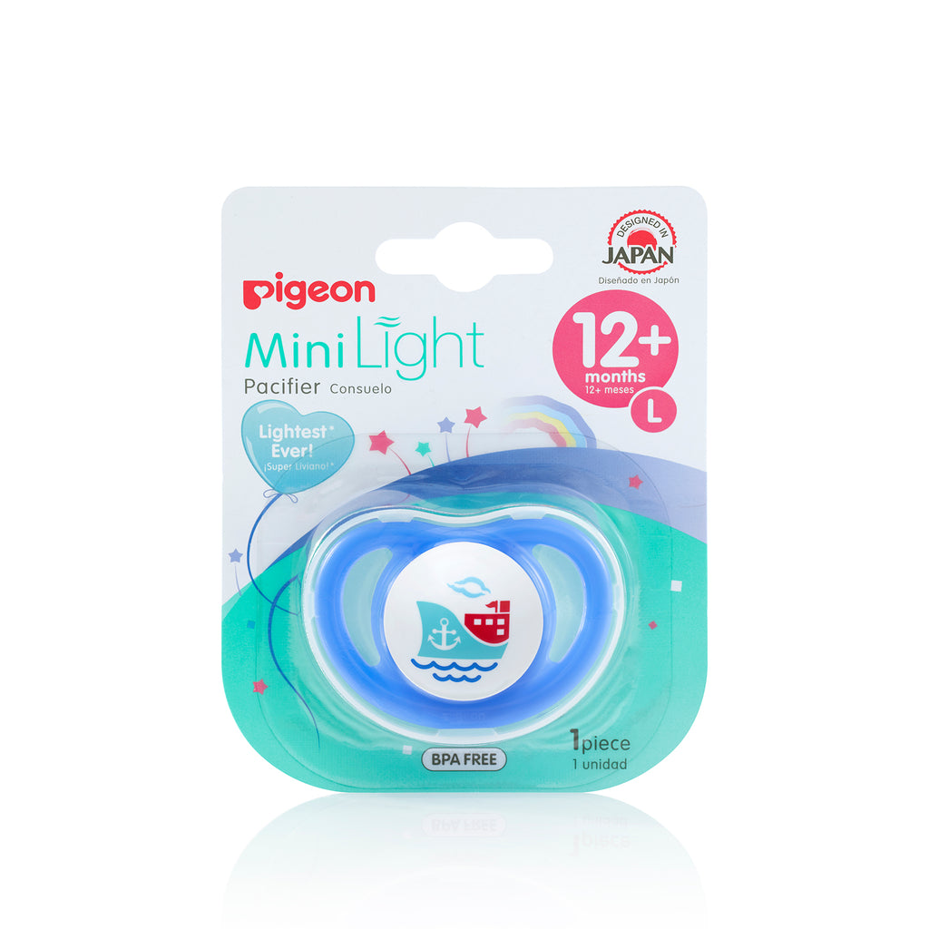 Pigeon MiniLight pacifier size L, colour blue, in its packaging
