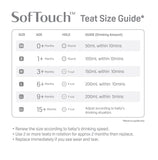 a teat size guide chart for teats from the SofTouch range